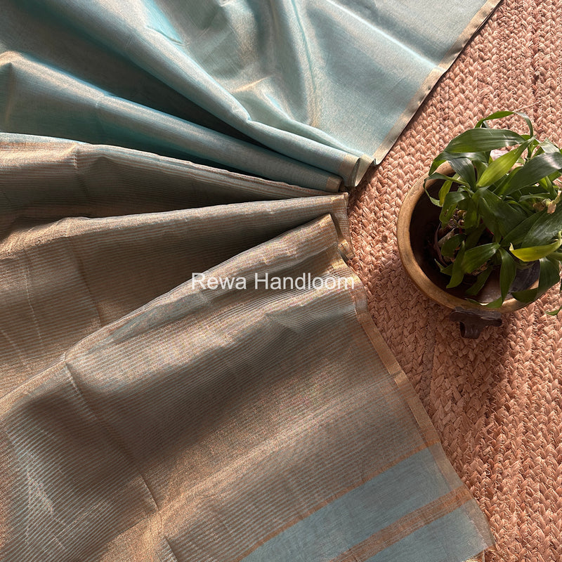 Maheshwari Sky Blue Tissue Saree TS042
