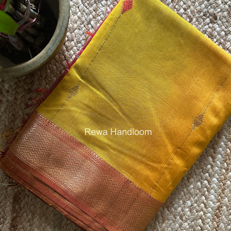 Maheshwari Mustard Yellow Shaded Butti Saree SBBS039