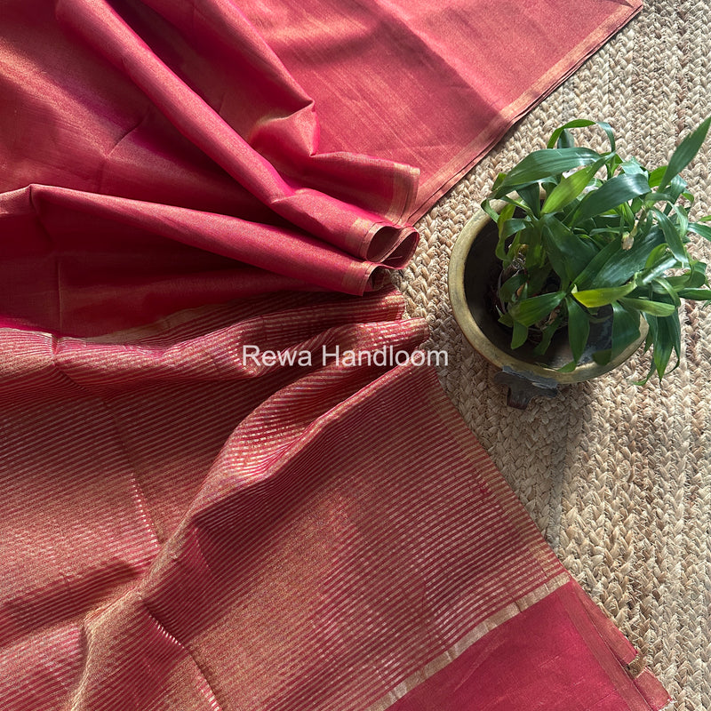 Maheshwari Pink Tissue Saree TS044