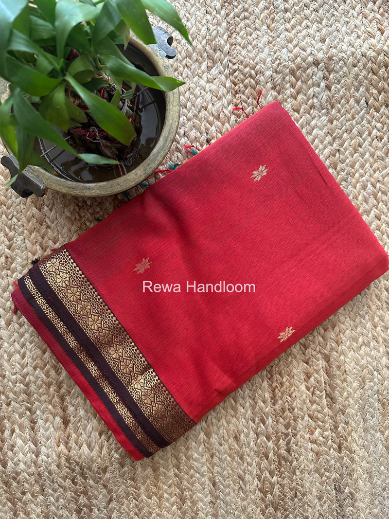 Maheshwari Carrot Red Aami Butti Saree SBT00107