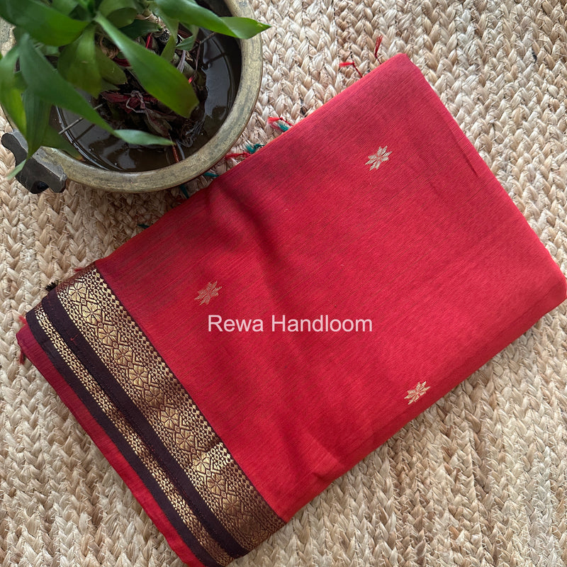 Maheshwari Carrot Red Aami Butti Saree SBT00107