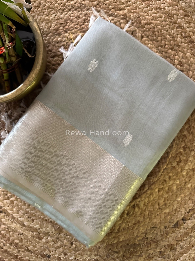 Maheshwari Grey Silver Butti Saree SGSB03