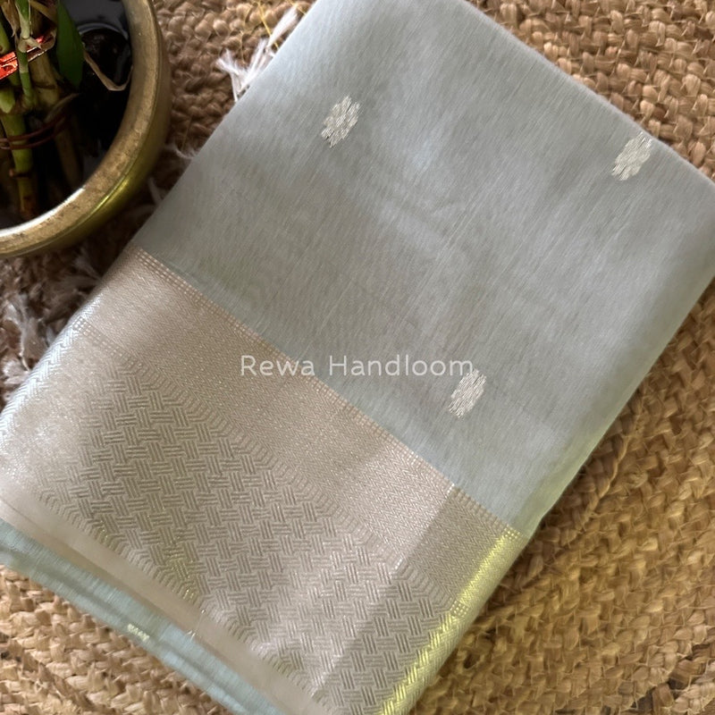 Maheshwari Grey Silver Butti Saree SGSB03