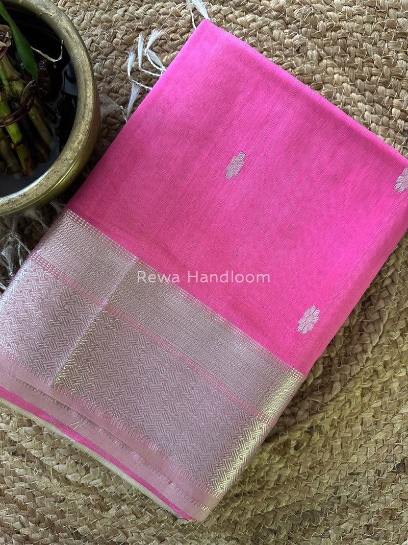 Maheshwari Pink Silver Butti Saree SGSB02