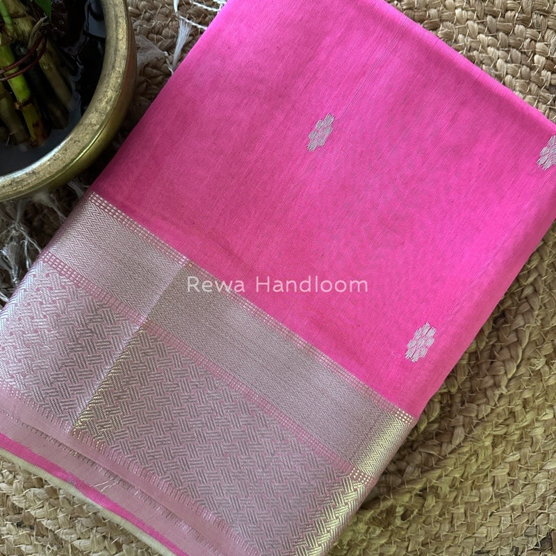 Maheshwari Pink Silver Butti Saree SGSB02