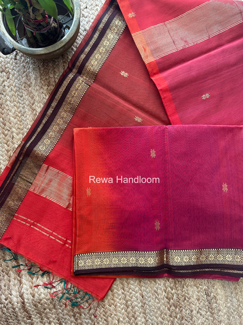 Maheshwari Carrot Red Aami Butti Saree SBT00107