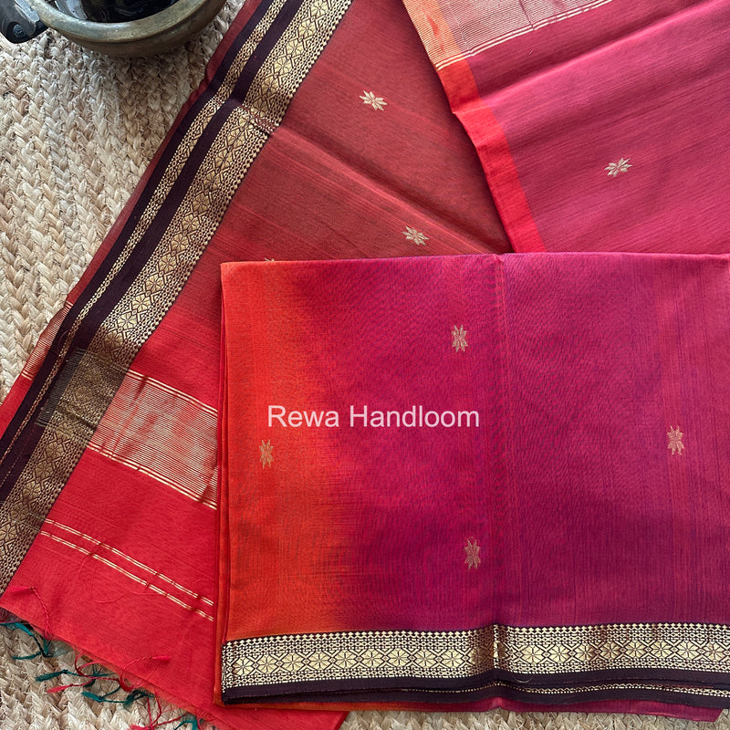Maheshwari Carrot Red Aami Butti Saree SBT00107