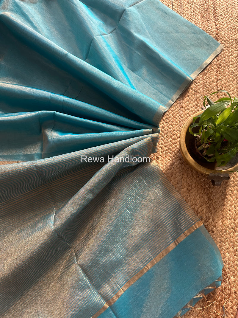 Maheshwari Sky Blue Tissue Saree TS045