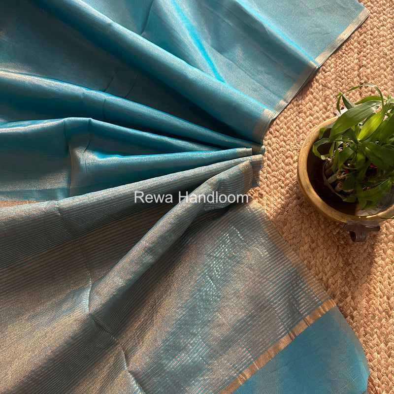 Maheshwari Sky Blue Tissue Saree TS045