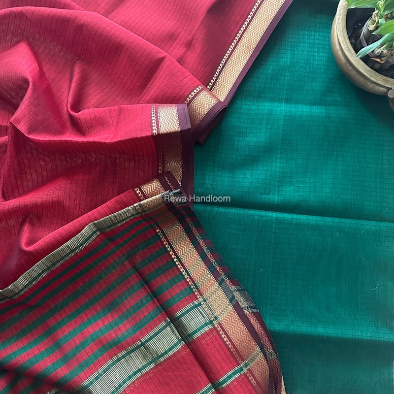 Maheshwari Zari Border Dress Material