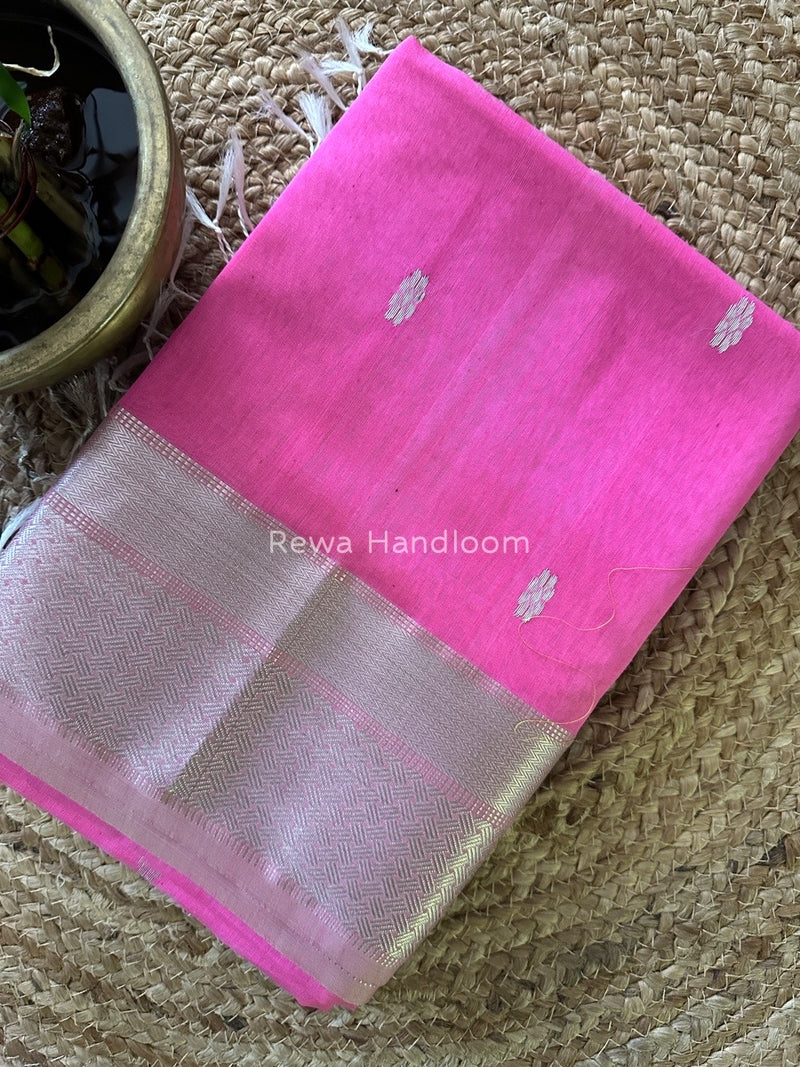 Maheshwari Pink Silver Butti Saree SGSB06