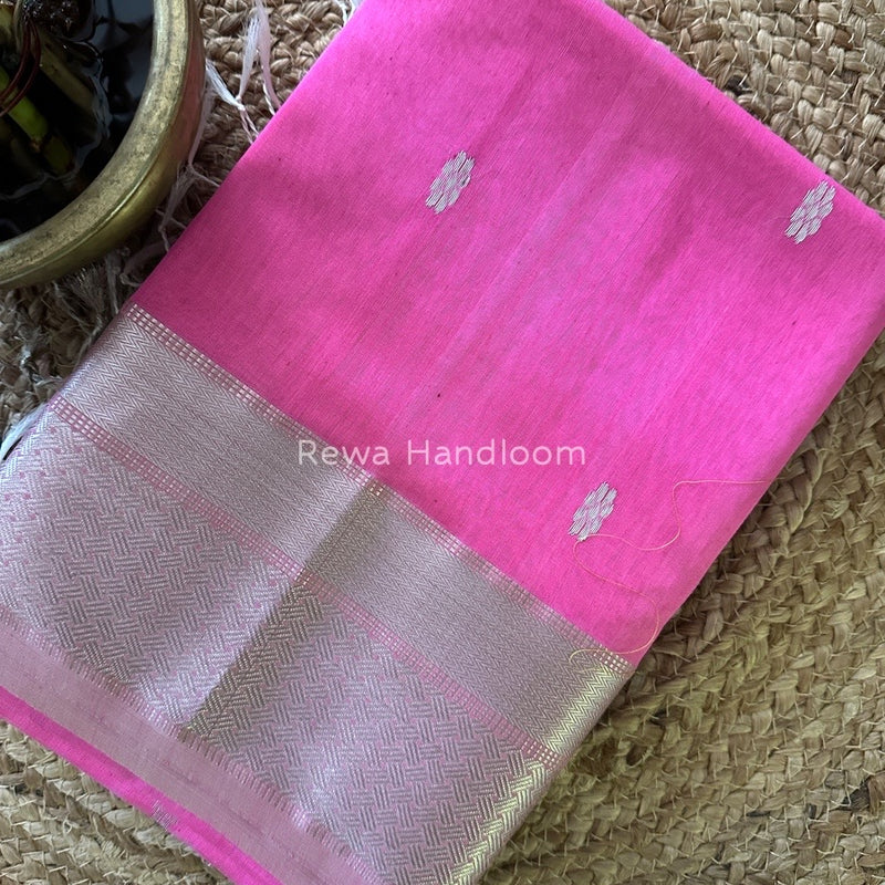 Maheshwari Pink Silver Butti Saree SGSB06