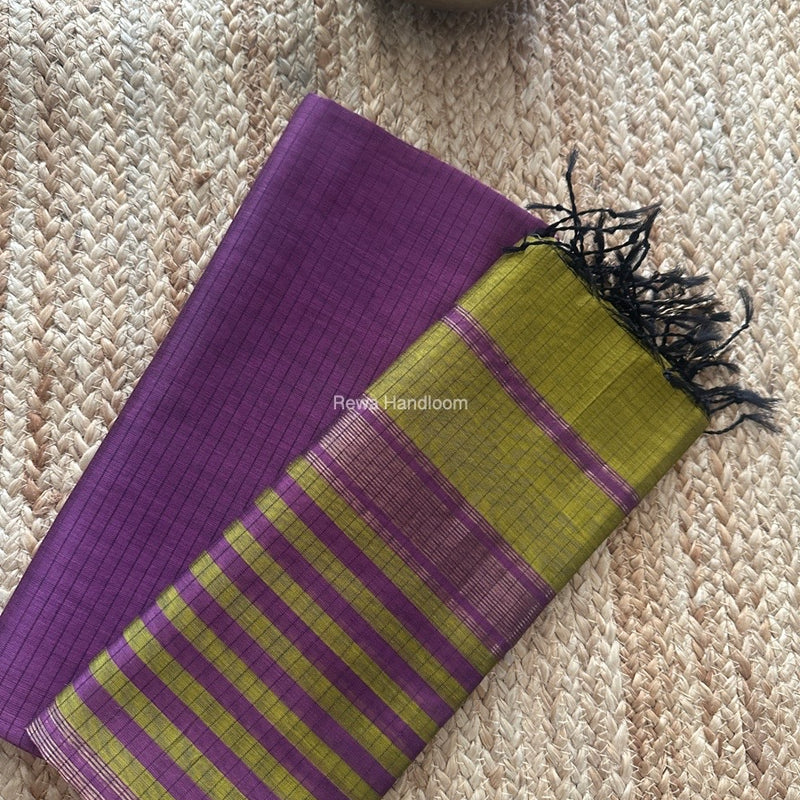 Maheshwari Onion Pink-Mehendi Green Zari Border Dress Material MSBS09