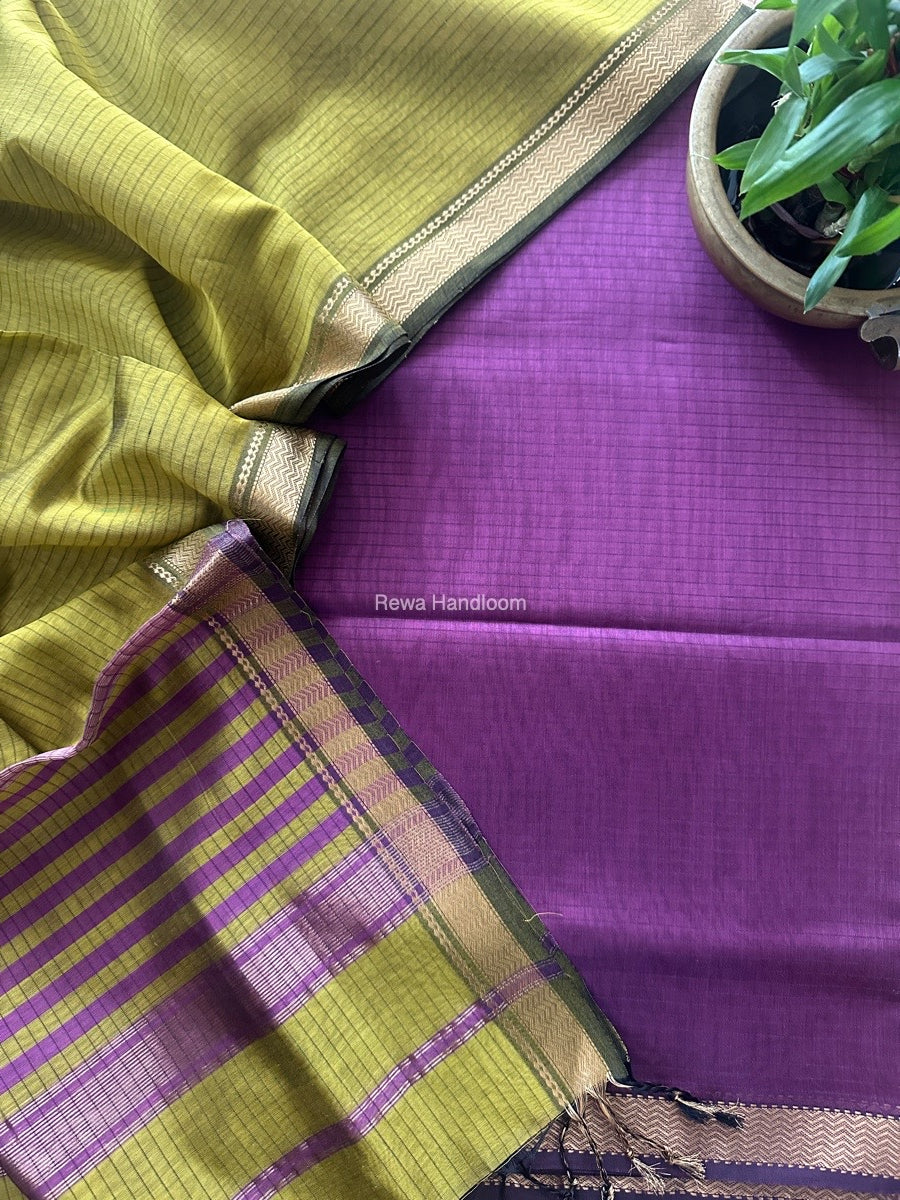 Maheshwari Onion Pink-Mehendi Green Zari Border Dress Material MSBS09 ...