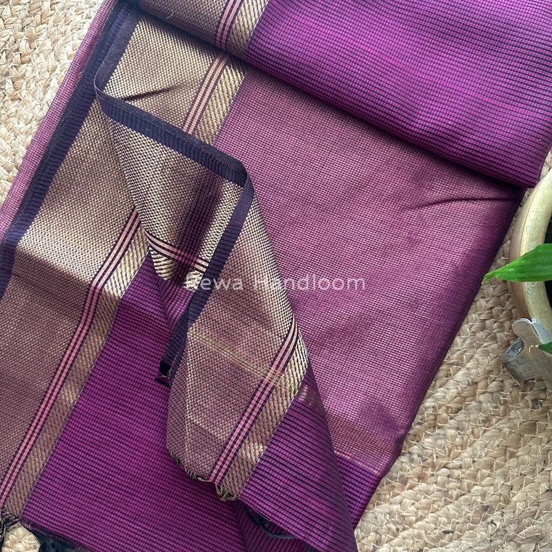 Exclusive Maheswari Self Checks Magenta Saree MCS034