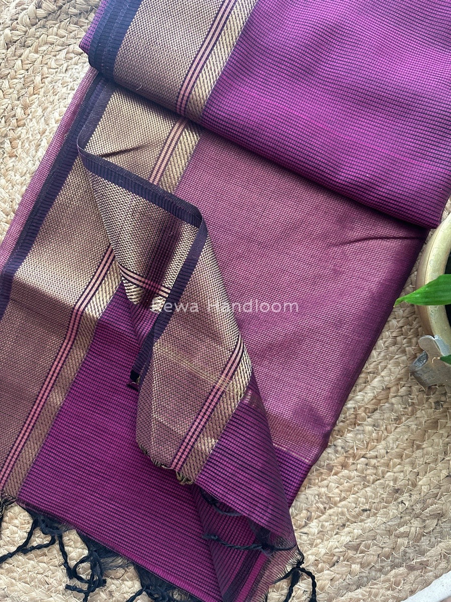 Exclusive Maheswari Self Checks Magenta Saree MCS034