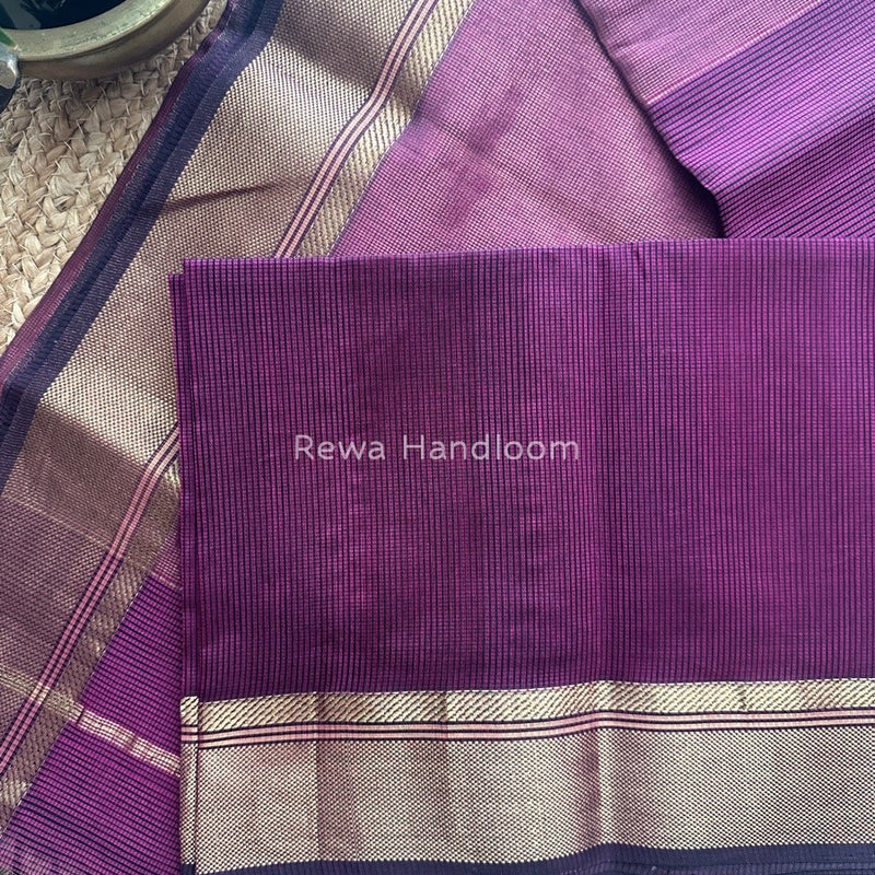 Exclusive Maheswari Self Checks Magenta Saree MCS034