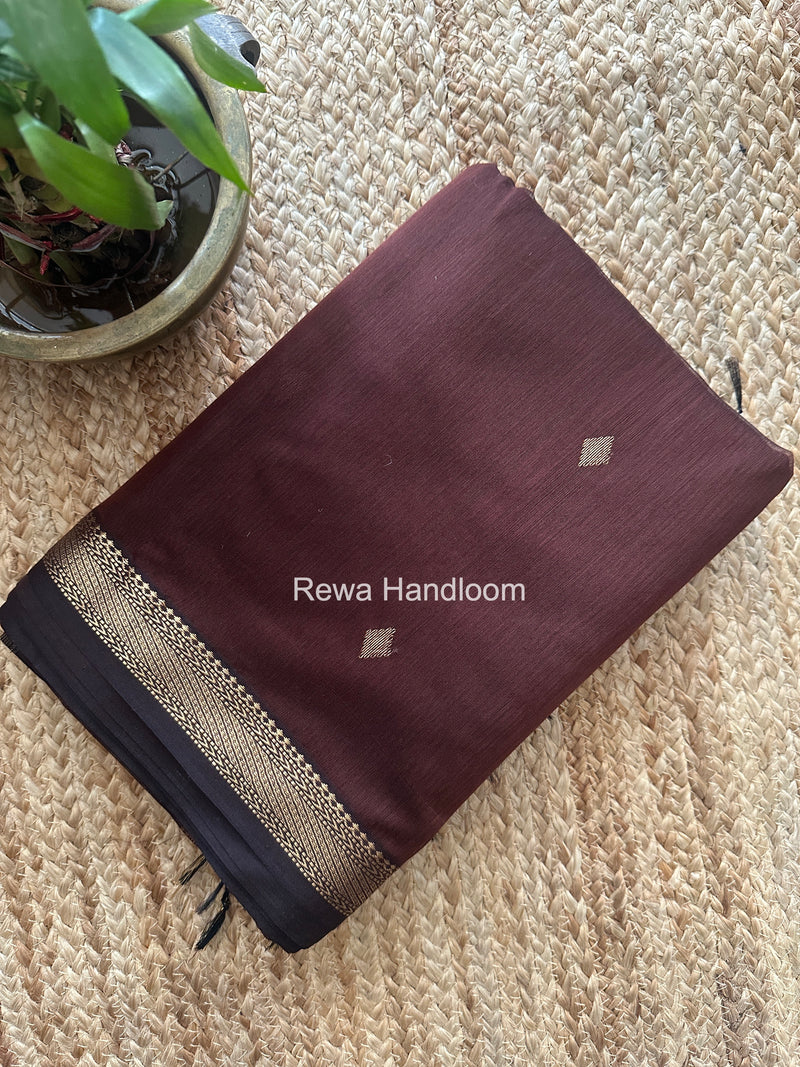 Maheshwari Dark Brown Aami Butti Saree SBT00116