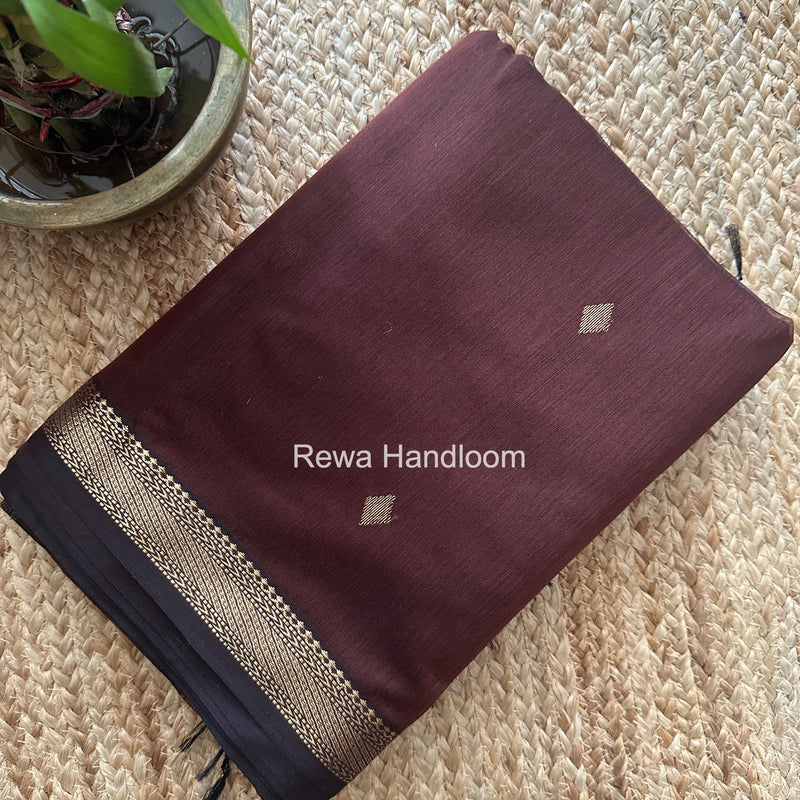 Maheshwari Dark Brown Aami Butti Saree SBT00116