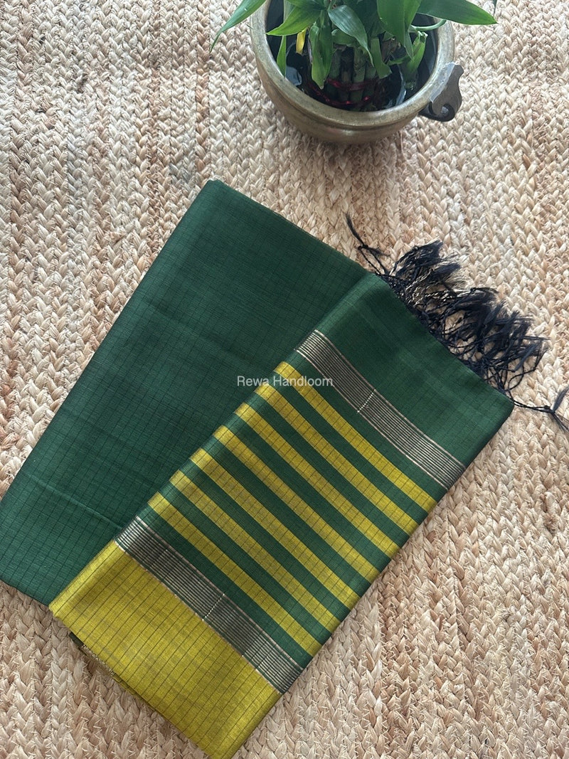 Maheshwari Green-Mehendi Green Zari Border Dress Material MSBS010