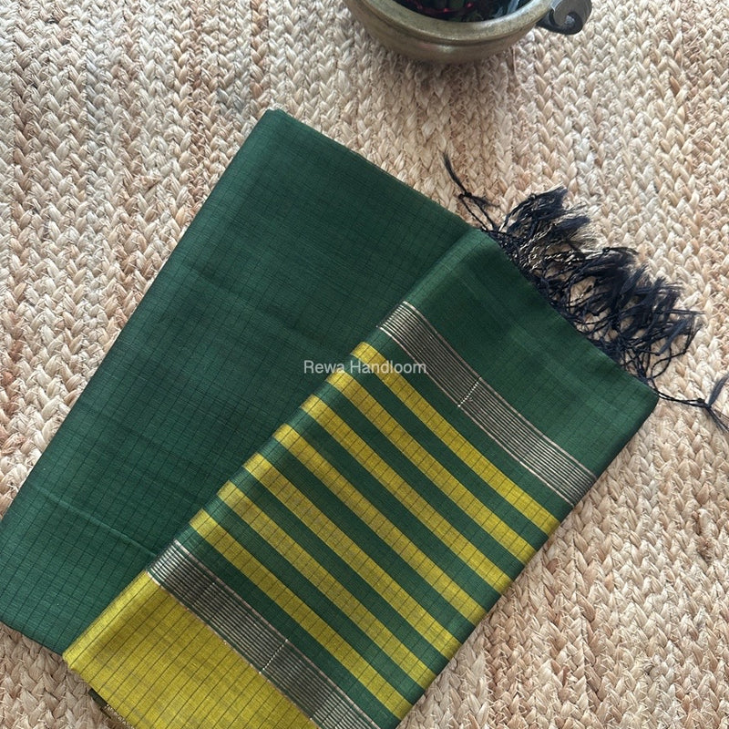 Maheshwari Green-Mehendi Green Zari Border Dress Material MSBS010