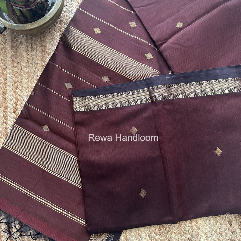 Maheshwari Dark Brown Aami Butti Saree SBT00116