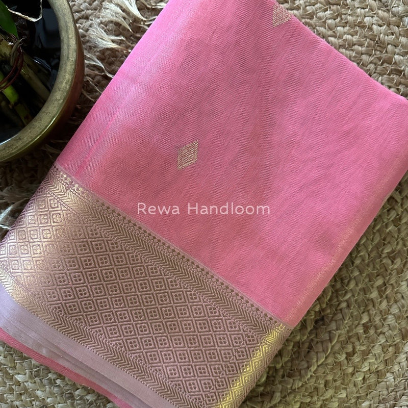 Maheshwari Pink Tissue Silk Saree TFBS06
