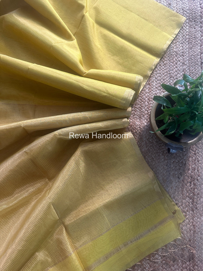 Maheshwari Yellow Tissue Saree TS046