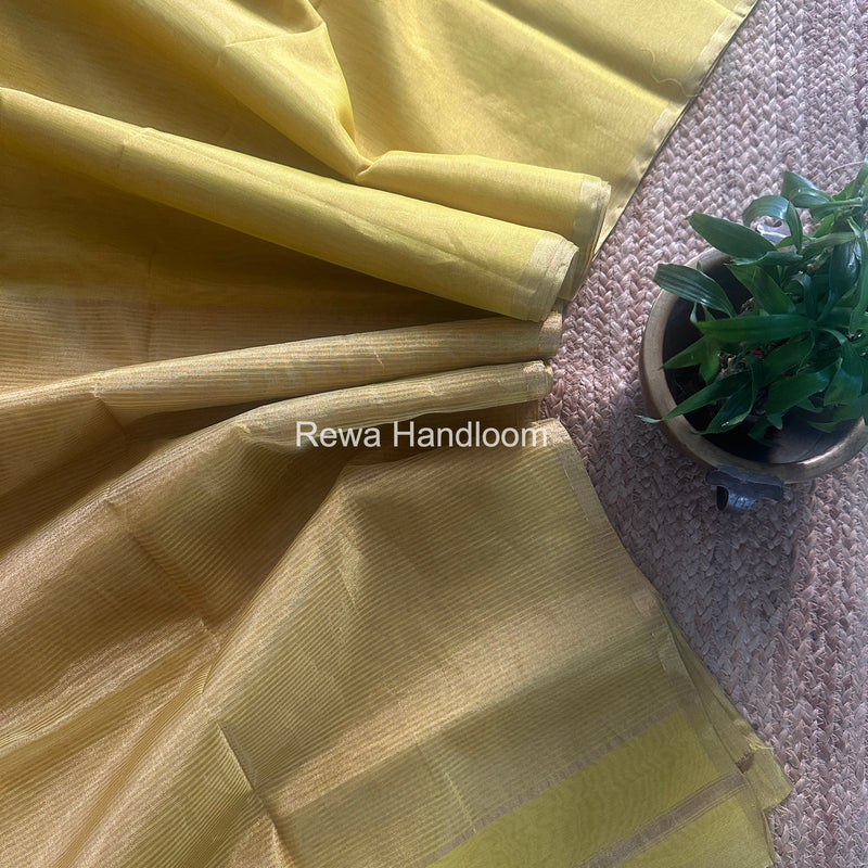 Maheshwari Yellow Tissue Saree TS046