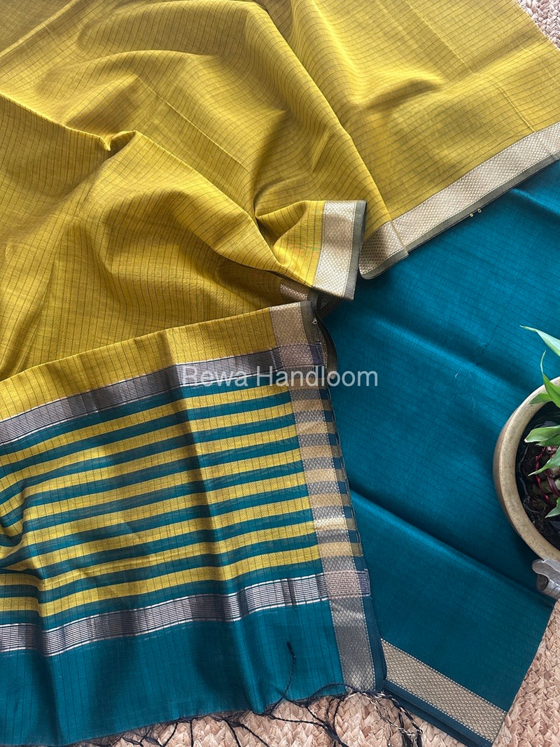 Maheshwari Rama Green-Mehendi Green Zari Border Dress Material MSBS011