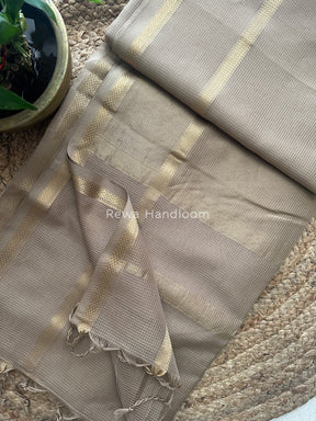 Exclusive Maheswari Self Checks Beige Saree MCS033