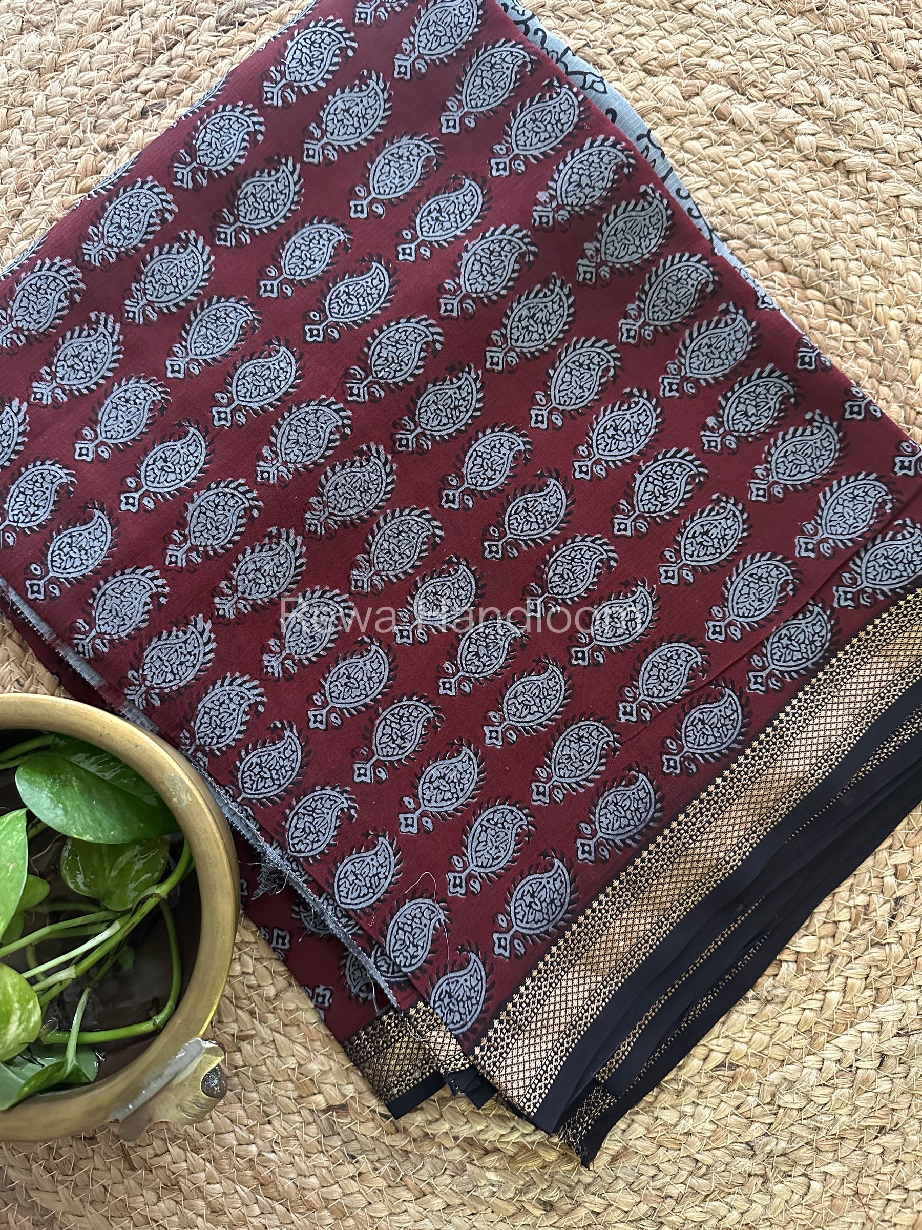 Maheshwari Grey-Black Bagh Print Suit- BSP021