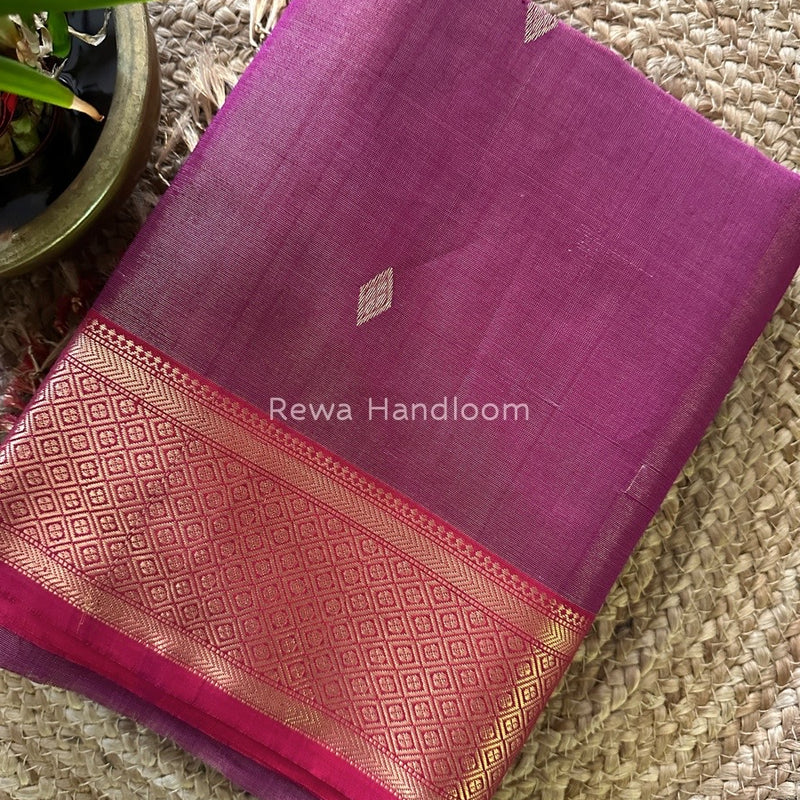 Maheshwari Magenta Tissue Silk Saree TFBS03