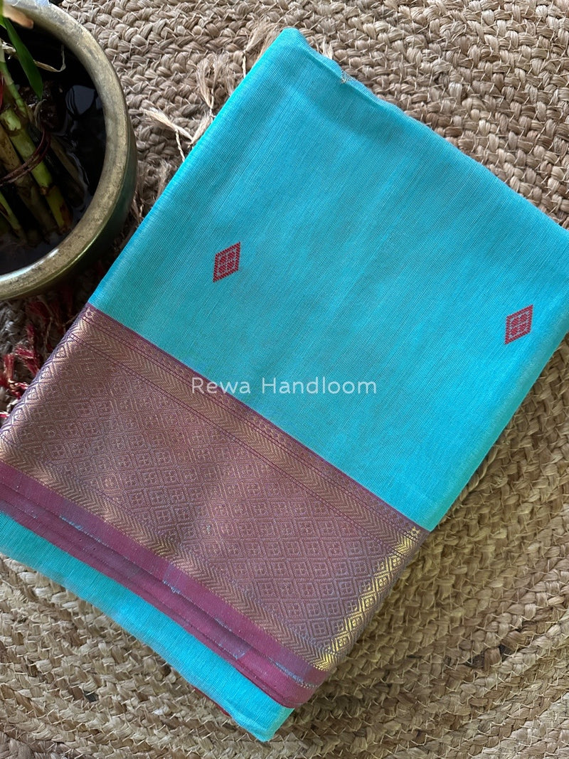 Maheshwari Sky Blue Tissue Silk Saree TFBS01