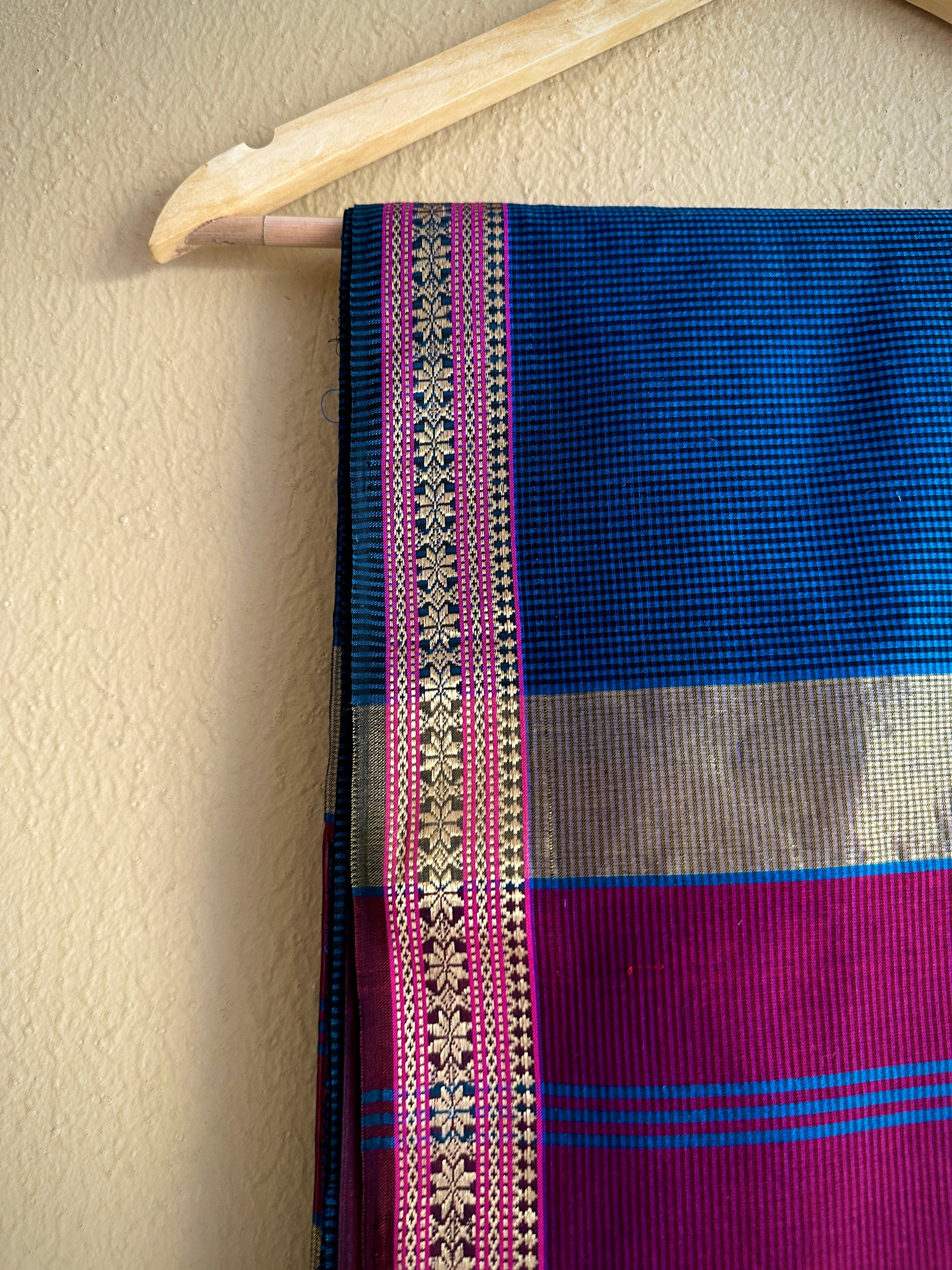 Maheshwari German Blue Garbha Reshami Silk Sarees