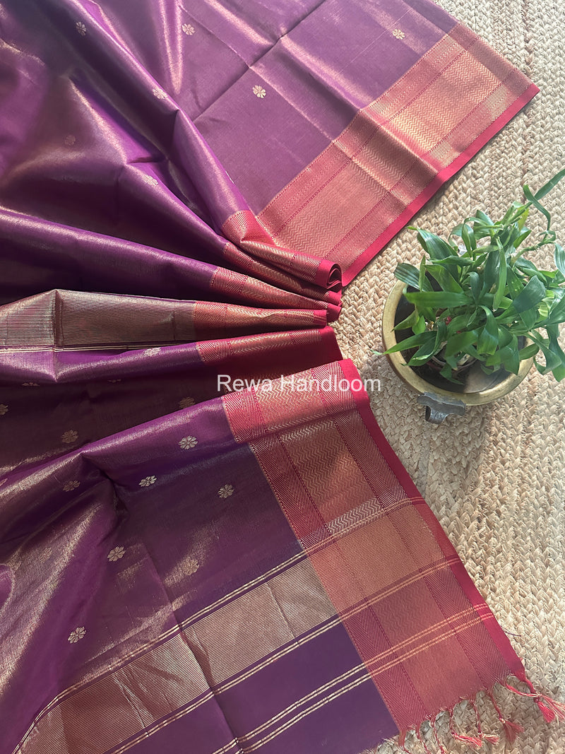 Maheshwari Purple Tissue Butti Saree TBBS0105