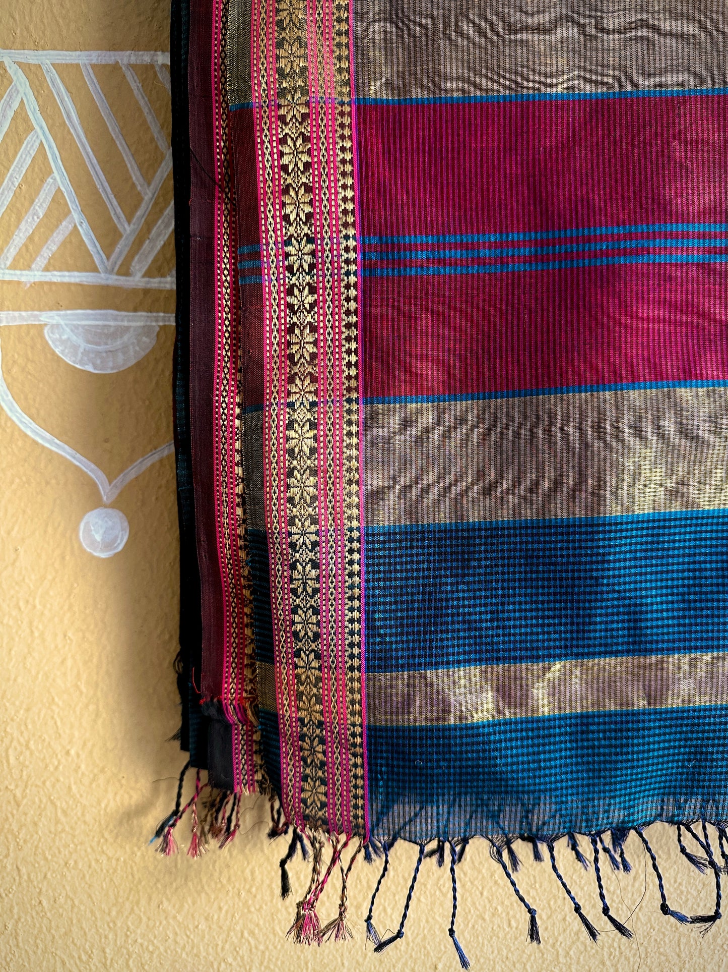 Maheshwari German Blue Garbha Reshami Silk Sarees