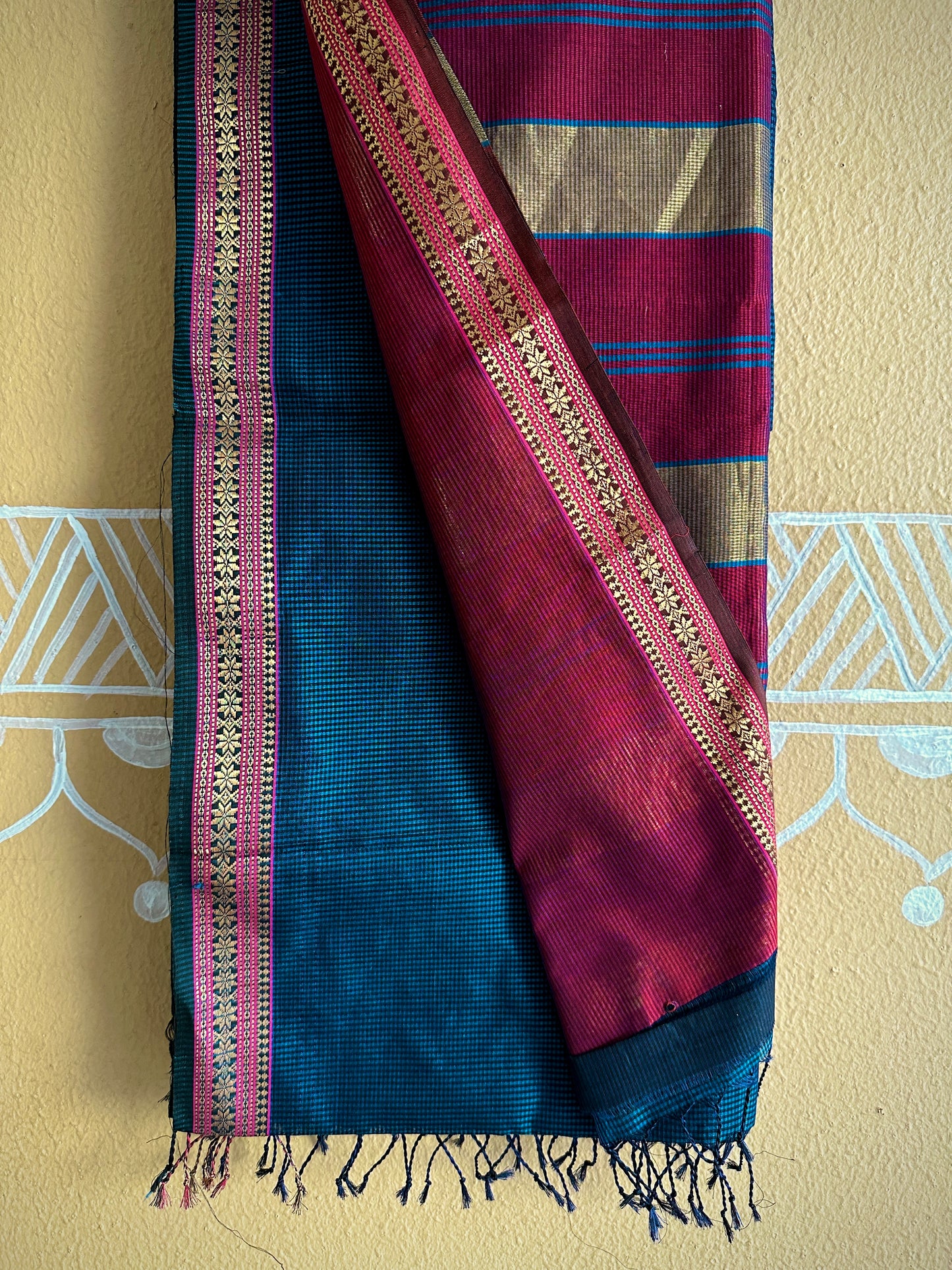 Maheshwari German Blue Garbha Reshami Silk Sarees