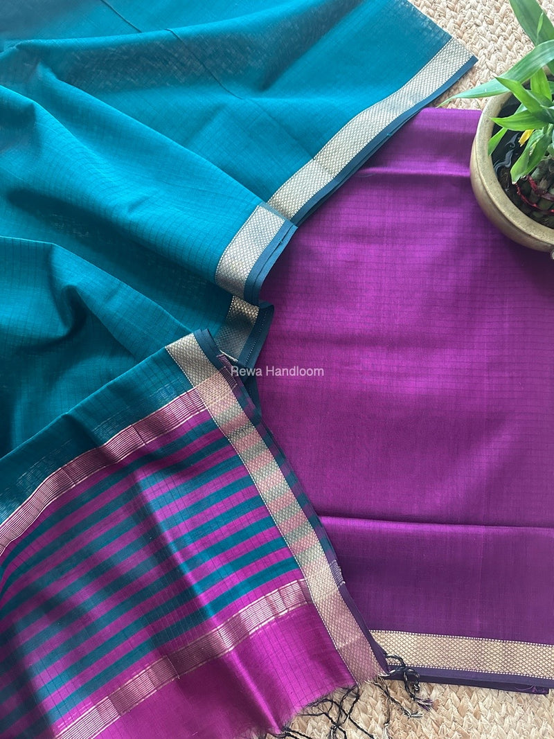 Maheshwari Zari Border Dress Material