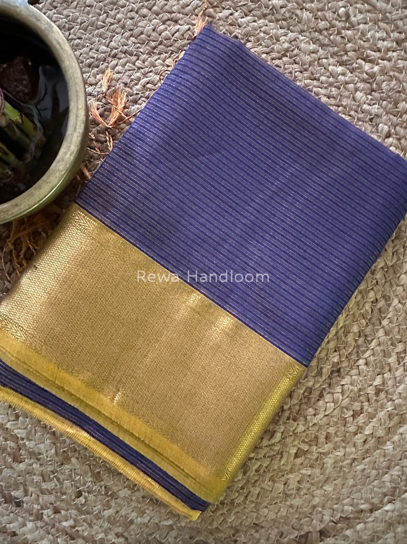 Exclusive Maheshwari Deep Blue Tissue Silk Saree ZTS0108