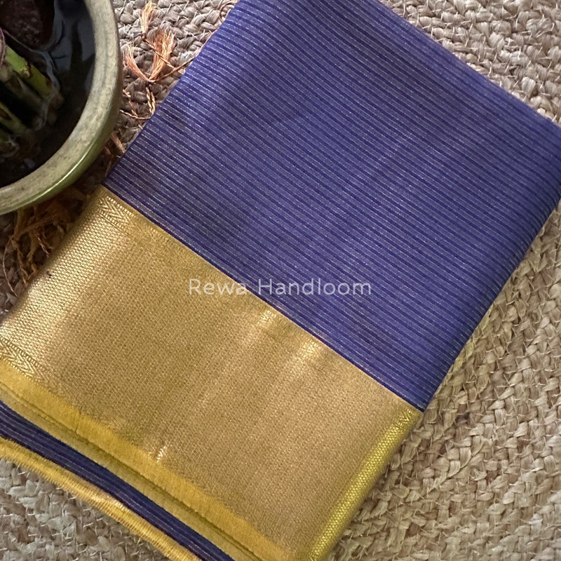 Exclusive Maheshwari Deep Blue Tissue Silk Saree ZTS0108
