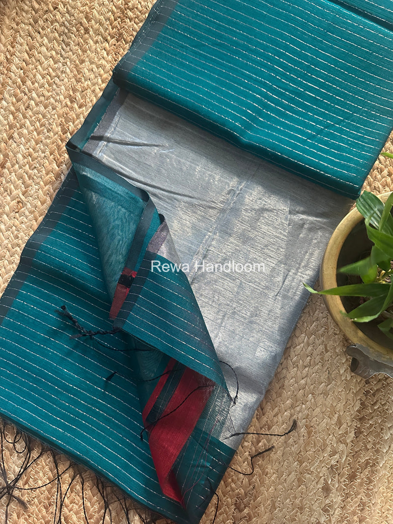 Maheshwari Silver Tissue Lining Saree