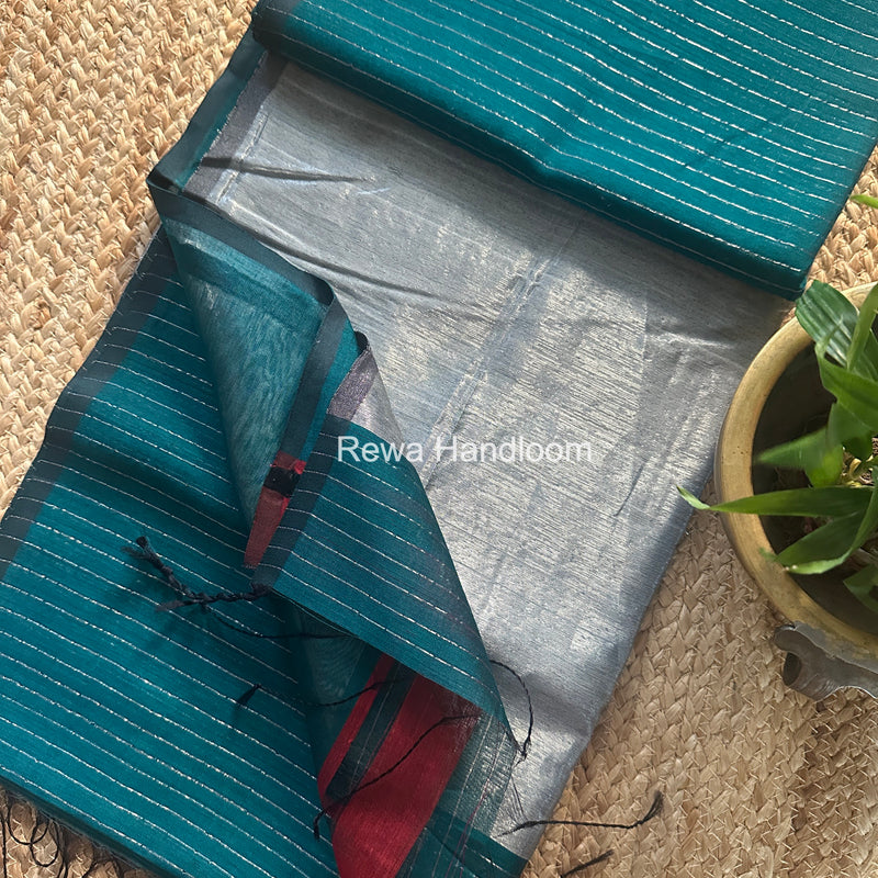 Maheshwari Silver Tissue Lining Saree