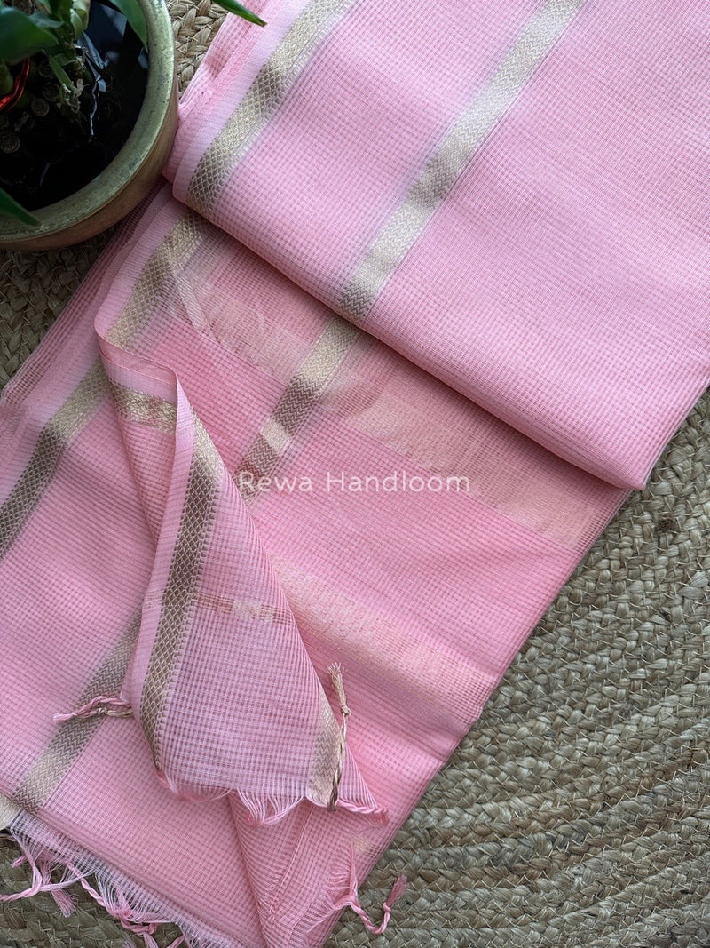 Exclusive Maheswari Self Checks Pink Saree MCS028