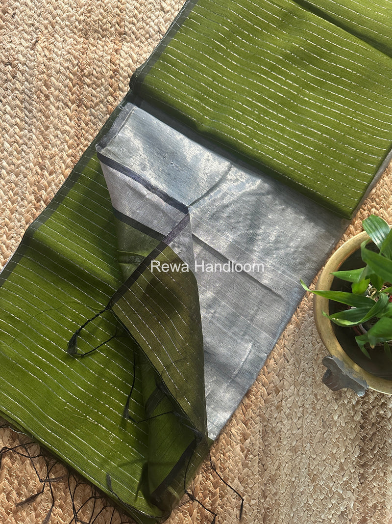 Maheshwari Silver Tissue Lining Saree