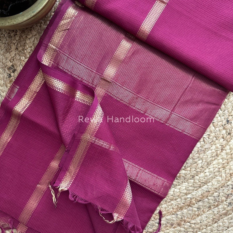 Exclusive Maheswari Self Checks Dark Magenta Saree MCS027