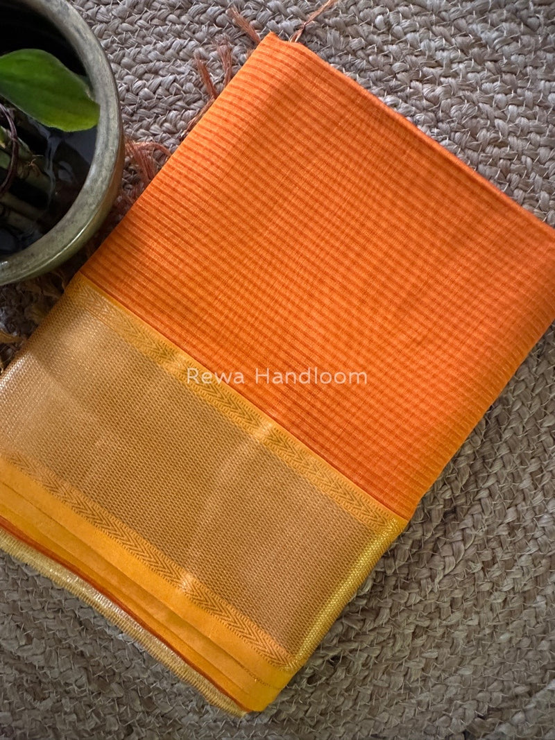 Exclusive Maheshwari Orange Tissue Silk Saree ZTS0110