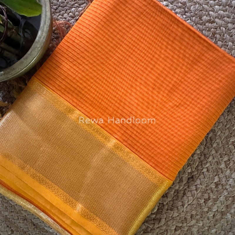 Exclusive Maheshwari Orange Tissue Silk Saree ZTS0110