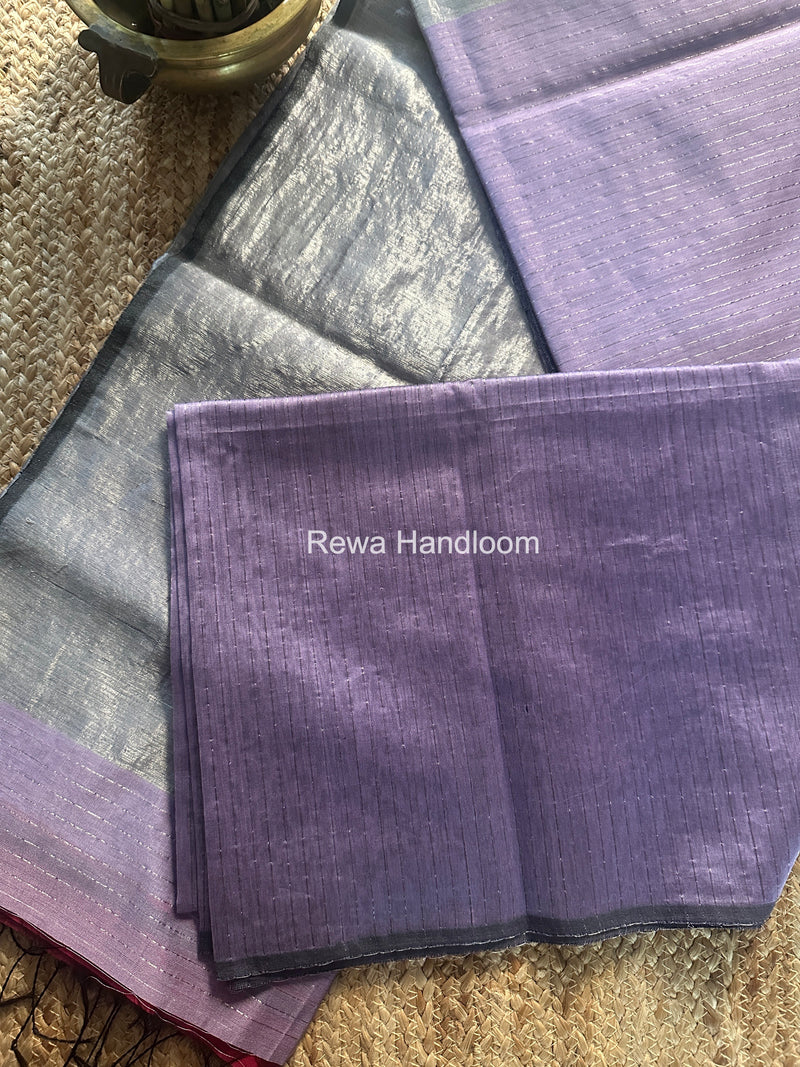 Maheshwari Lavender Silver Tissue Lining Saree TSLS07