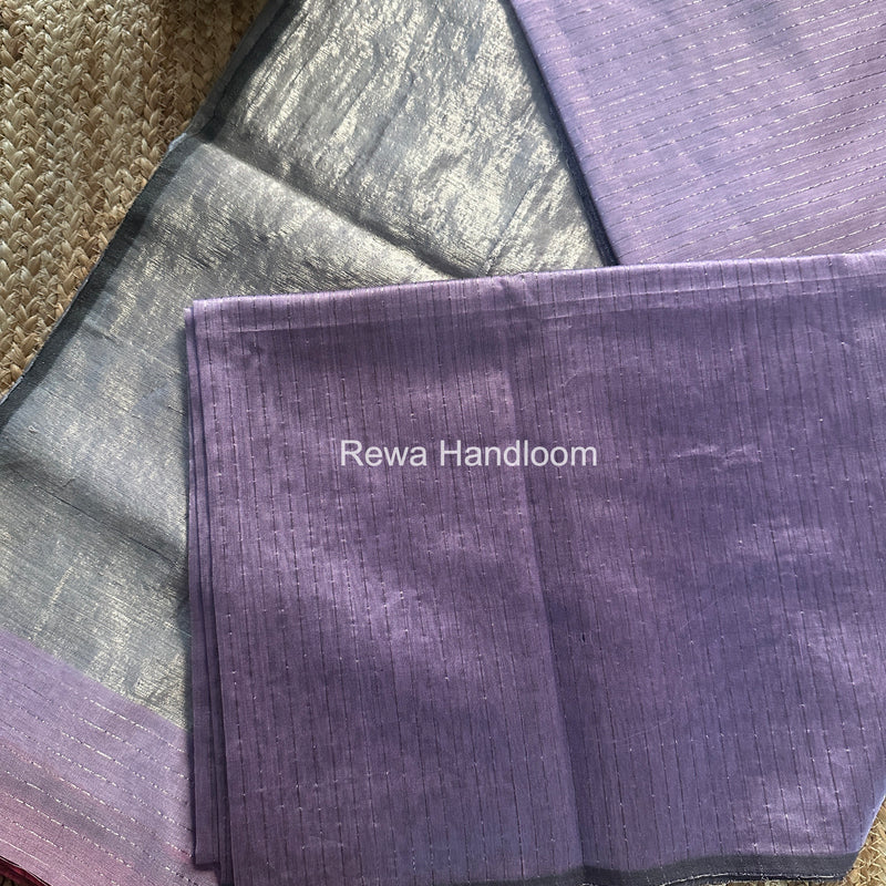 Maheshwari Lavender Silver Tissue Lining Saree TSLS07
